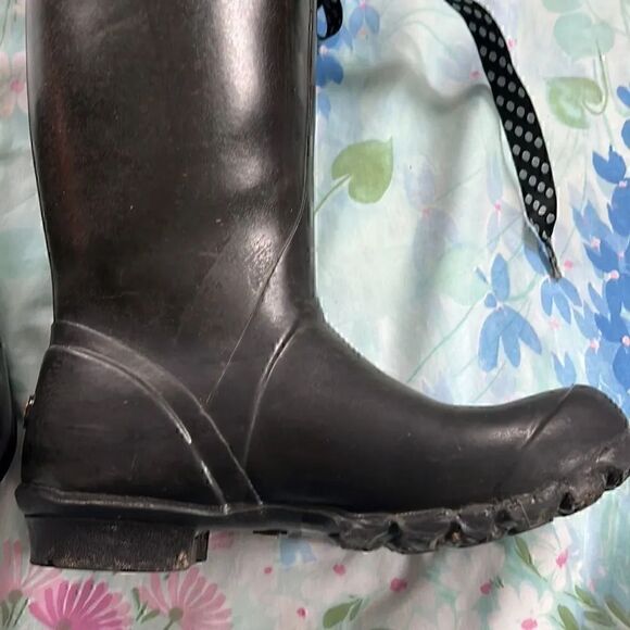 Bogs Alex Solid Black Boots Fleece Lined Ribbon Accent - Picture 9 of 14